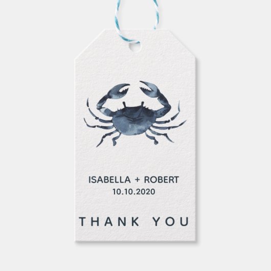 De blauwe krab | Bruiloft Dank je WEL GUNST Cadeaulabel (Voorkant)