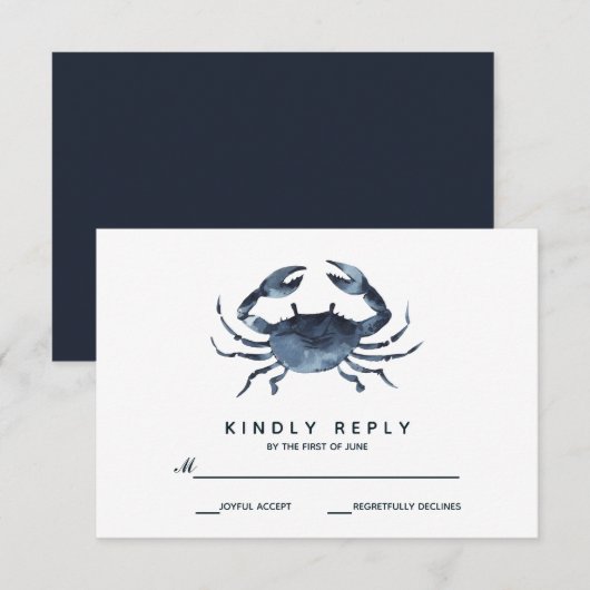 De blauwe krab | Bruiloft RSVP (Voorkant / Achterkant)