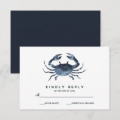 De blauwe krab | Bruiloft RSVP Kaartje (Voorkant / Achterkant)