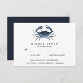 De blauwe krab | Bruiloft RSVP met maaltijdkeuze (Voorkant / Achterkant)