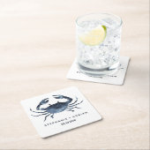 De blauwe krab | Gepersonaliseerd bruiloft Kartonnen Onderzetters (Insitu)