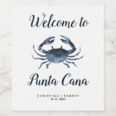 De blauwe krab | Maritiem nautisch huwelijk Wijn Etiket (Enkel label)