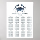 De blauwe krab | Nautical Wedding Seating Chart Poster (Voorkant)