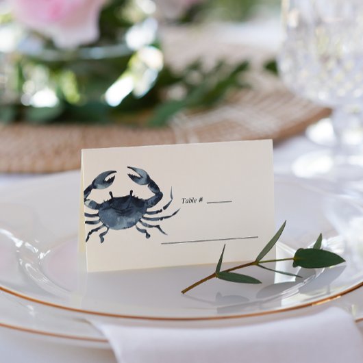 De blauwe krab | Nautical Wedding table place Plaatskaartje