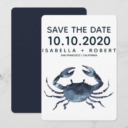De blauwe krab | Weddenschap Save the Date (Voorkant / Achterkant)