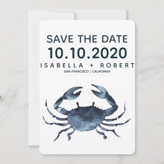 De blauwe krab | Weddenschap Save the Date (Voorkant)