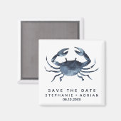 De blauwe krab | Weddenschap Save the Date Favor Magneet (Voorkant / Achterkant)