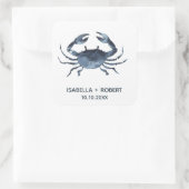 De blauwe krab | Weddenschapsmonogram Vierkante Sticker (Tas)