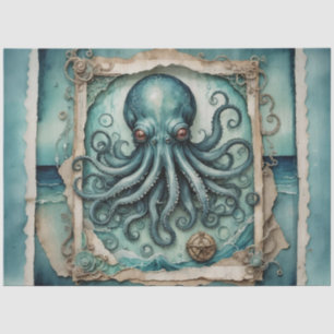 De blauwe kraken tentakel kunst - Decoupage Tissuepapier