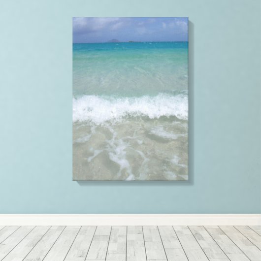 De blauwe lagune canvas afdruk (Insitu (Houten vloer))