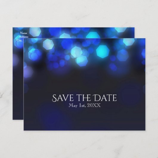 De blauwe Lichten van het Midnight Sky Weddenschap Aankondigingskaart (Voorkant / Achterkant)