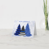 De blauwe lijn Glitter-spelerboom van de politie Feestdagen Kaart (Voorkant)