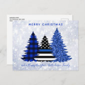 De blauwe lijn van de politie met kerstmis in de b feestdagenkaart (Voorkant / Achterkant)