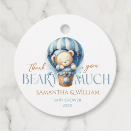 De blauwe luchtballon van de teddybeer van het kin bedankjes labels