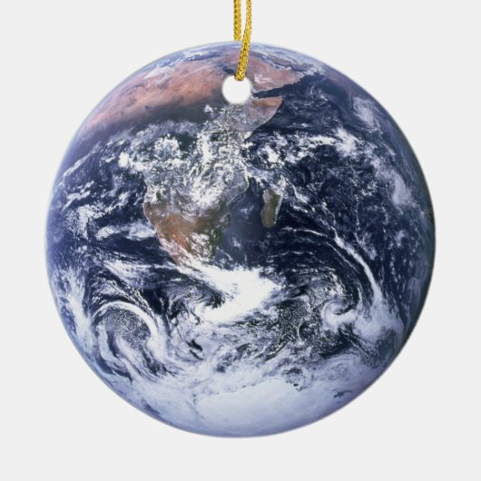 De blauwe marmer Earth Foto Keramisch Ornament (Voorkant)
