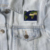 De blauwe marmer vierkante button 5,1 cm (In situ)