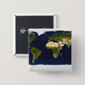 De blauwe marmer vierkante button 5,1 cm (Voorkant /achterkant)