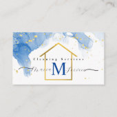 De blauwe marmeren gouden schoonmaakdienst van het visitekaartje (Voorkant)