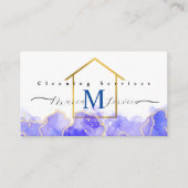 De blauwe marmeren gouden schoonmaakdienst van het visitekaartje (Voorkant)