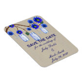 De blauwe Mason Jars van de burlap Rustic sparen d Magneet (Rechterzijde)