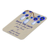 De blauwe Mason Jars van de burlap Rustic sparen d Magneet (Linkerzijde)