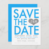 De blauwe Modern sparen de Datum Save The Date (Voorkant / Achterkant)