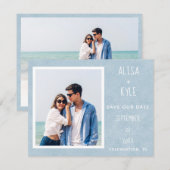 De blauwe Moderne Foto bewaart de Datum (Voorkant / Achterkant)