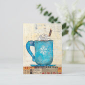 De blauwe Mok van Kerstmis Feestdagenkaart (Staand voorkant)