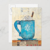De blauwe Mok van Kerstmis Feestdagenkaart (Voorkant / Achterkant)