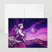 De blauwe nacht van de Astronaut van het Meisje Feestdagenkaart (Voorkant / Achterkant)