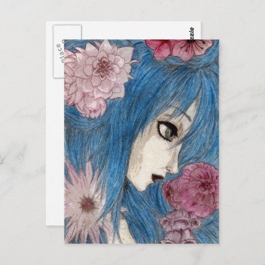 De blauwe nimf briefkaart (Voorkant / Achterkant)