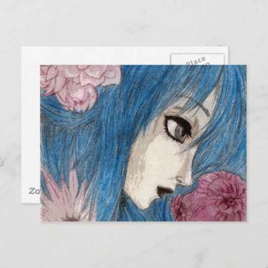 De blauwe nimf briefkaart (Voorkant / Achterkant)