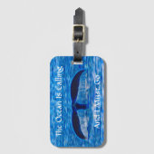 De blauwe Oceaan van de walvis roept Bagagelabel (Voorkant (verticaal))