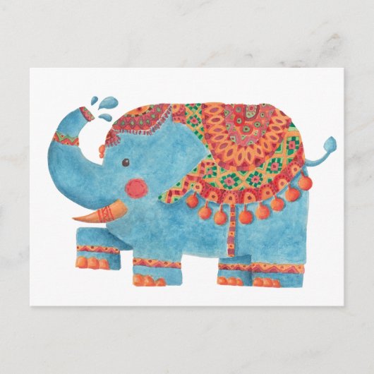 De blauwe olifant briefkaart (Voorkant)