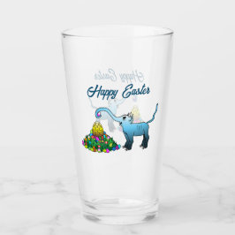 De blauwe olifant verzamelt paaseieren glas