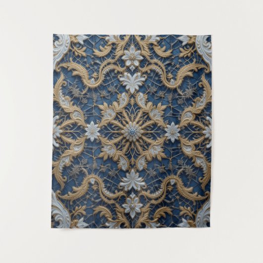 De blauwe omhelzing van de koningin wandkleed (Voorkant)