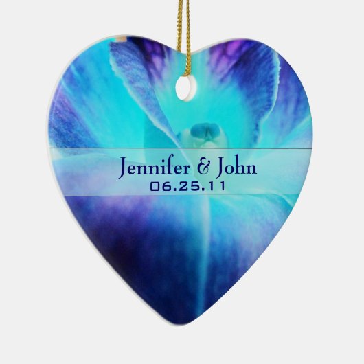 De blauwe orchidee bruiloft keramisch ornament (Rechts)