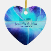 De blauwe orchidee bruiloft keramisch ornament (Voorkant)