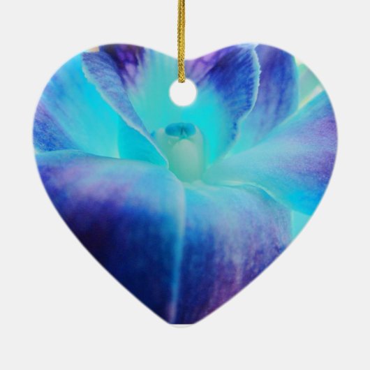 De blauwe orchidee bruiloft keramisch ornament (Achterkant)