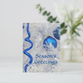 De blauwe Ornamenten van Kerstmis cutomize Feestdagenkaart (Staand voorkant)