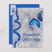 De blauwe Ornamenten van Kerstmis cutomize Feestdagenkaart (Voorkant / Achterkant)