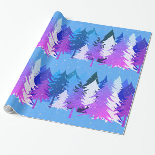 De blauwe Paarse Lichtblauwe Sneeuw van de Sterren Cadeaupapier