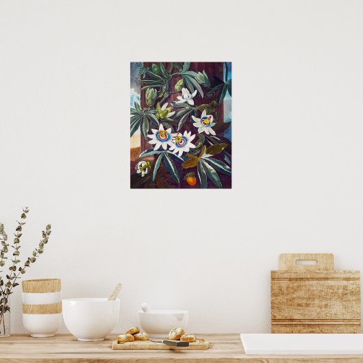 De blauwe passiesbloem poster (Keuken)