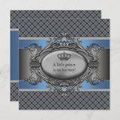 De blauwe Plaid bekroont Weinig Baby shower van de Kaart (Voorkant / Achterkant)