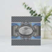 De blauwe Plaid bekroont Weinig Baby shower van de Kaart (Staand voorkant)