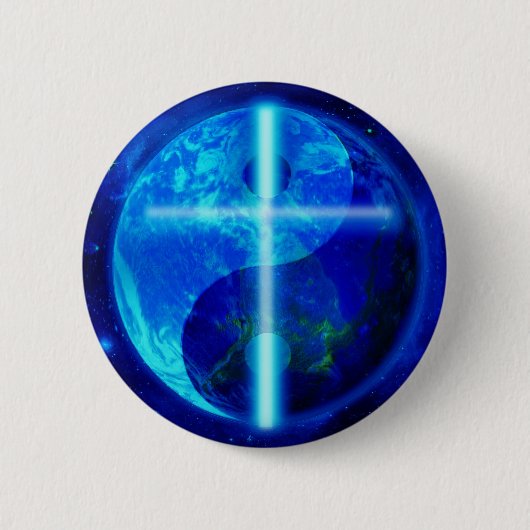 De blauwe planet ronde button 5,7 cm (Voorkant)