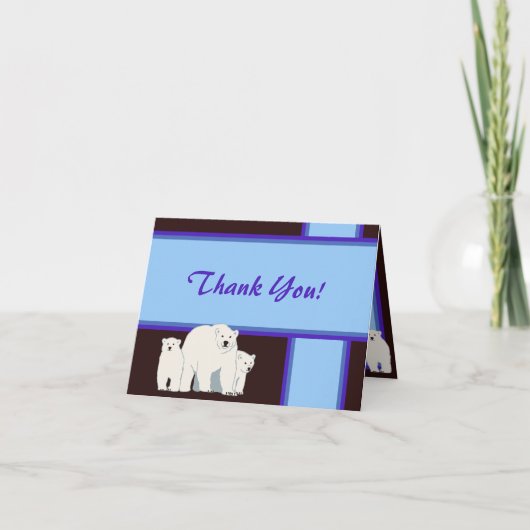 De blauwe Polaire Beren danken u kaarden Bedankkaart (Voorkant)
