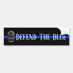 DE BLAUWE POLITIEBUMPERSTICKER VERDEDIGEN BUMPERSTICKER
