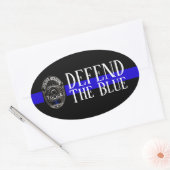 DE BLAUWE POLITIEONDERSTEUNING OORALE BUMPERSTICKE OVALE STICKER (Envelop)