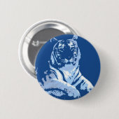 De blauwe Pop Art Tiger Ronde Button 5,7 Cm (Voorkant /achterkant)